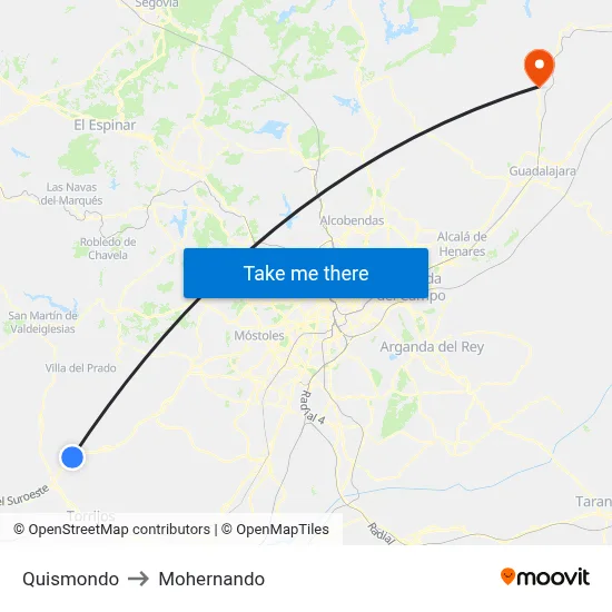 Quismondo to Mohernando map