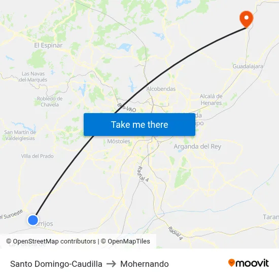 Santo Domingo-Caudilla to Mohernando map