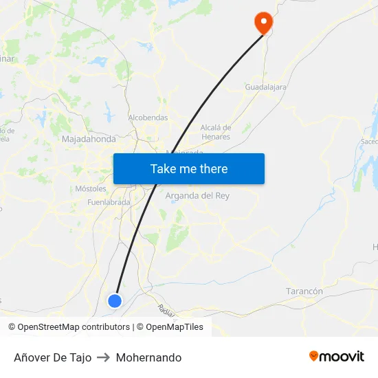 Añover De Tajo to Mohernando map
