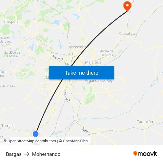 Bargas to Mohernando map