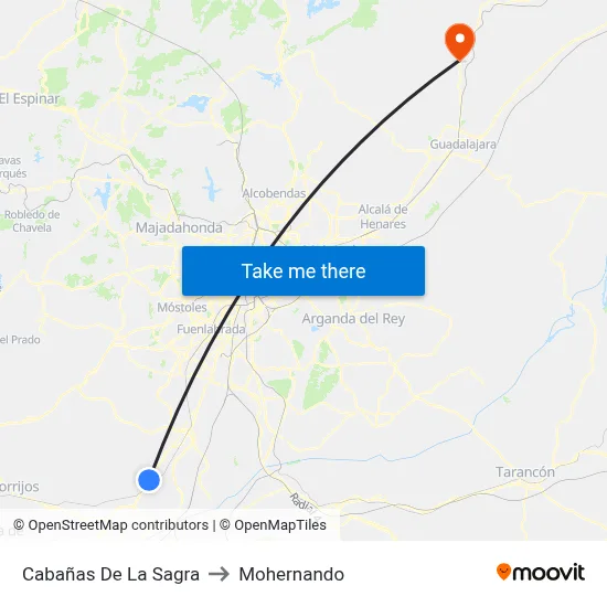 Cabañas De La Sagra to Mohernando map