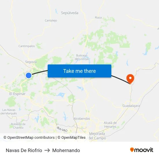 Navas De Riofrío to Mohernando map