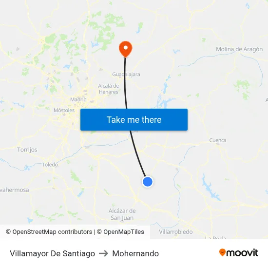 Villamayor De Santiago to Mohernando map