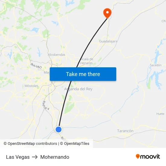 Las Vegas to Mohernando map