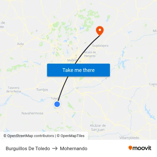 Burguillos De Toledo to Mohernando map