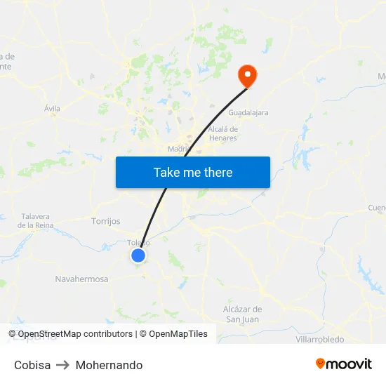 Cobisa to Mohernando map