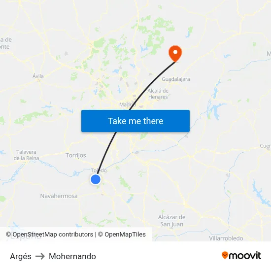 Argés to Mohernando map