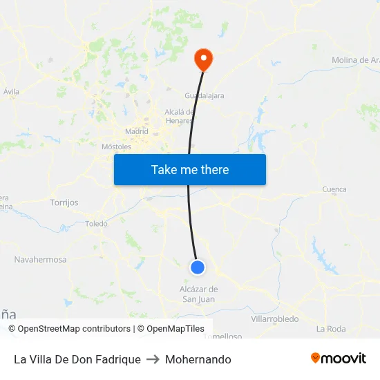 La Villa De Don Fadrique to Mohernando map