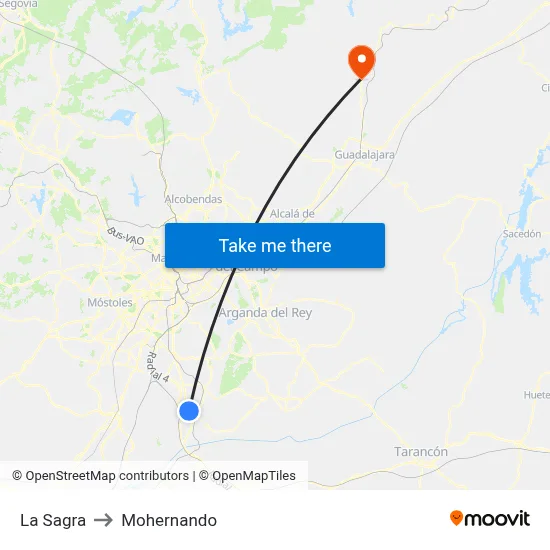 La Sagra to Mohernando map