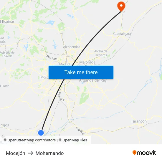 Mocejón to Mohernando map