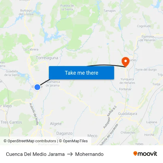 Cuenca Del Medio Jarama to Mohernando map