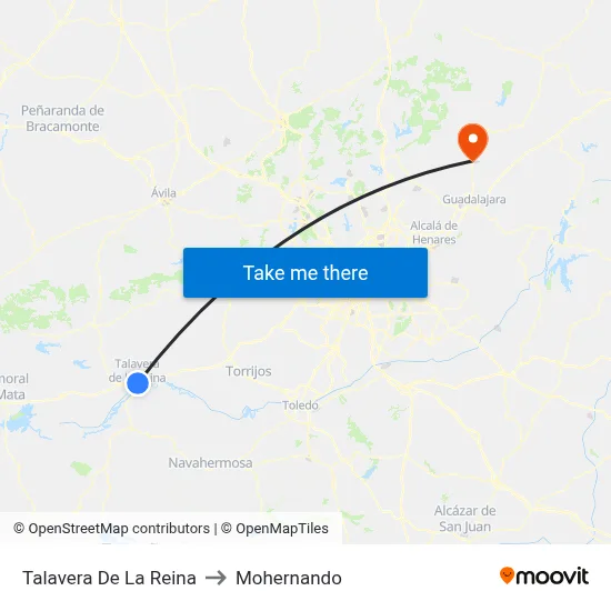 Talavera De La Reina to Mohernando map