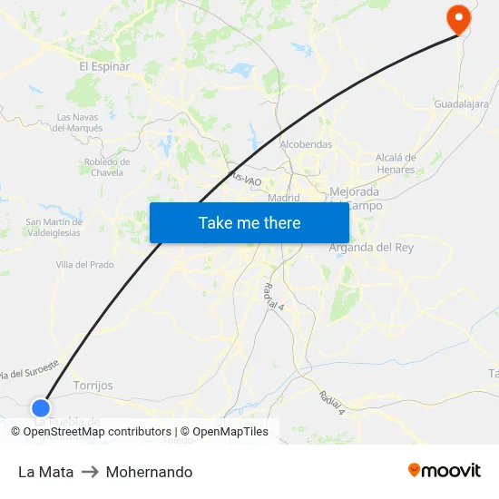 La Mata to Mohernando map