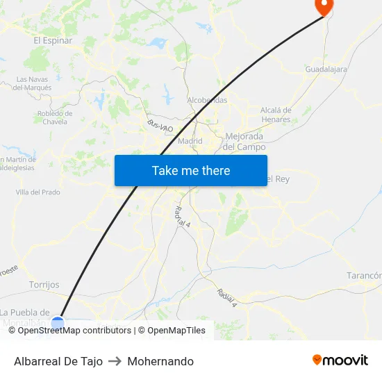 Albarreal De Tajo to Mohernando map
