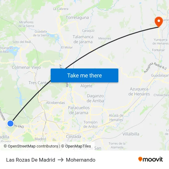 Las Rozas De Madrid to Mohernando map