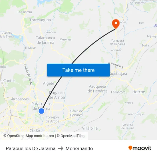Paracuellos De Jarama to Mohernando map