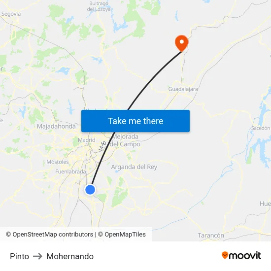 Pinto to Mohernando map