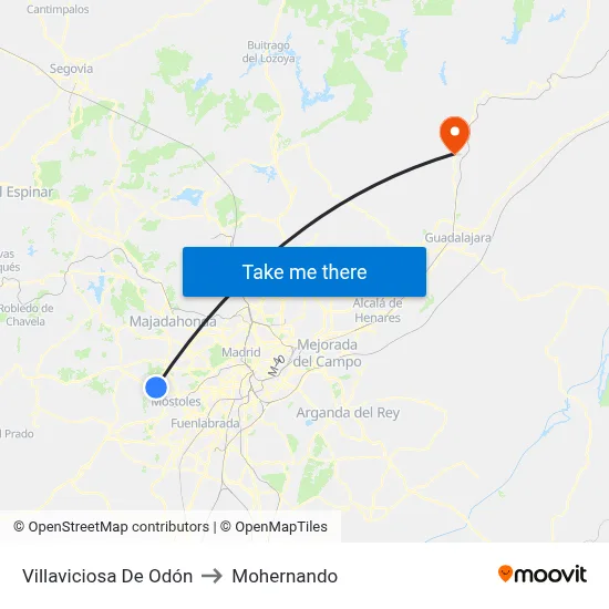 Villaviciosa De Odón to Mohernando map