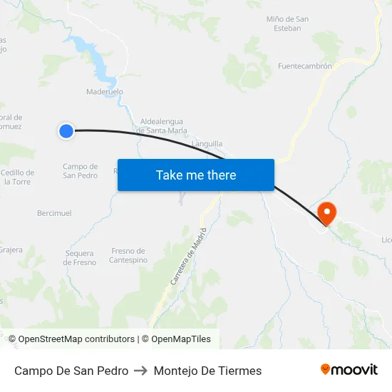 Campo De San Pedro to Montejo De Tiermes map