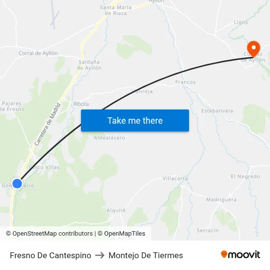 Fresno De Cantespino to Montejo De Tiermes map