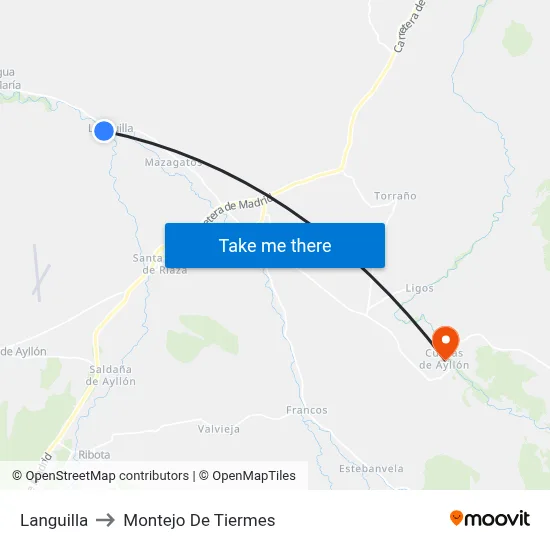 Languilla to Montejo De Tiermes map