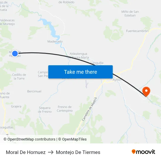 Moral De Hornuez to Montejo De Tiermes map