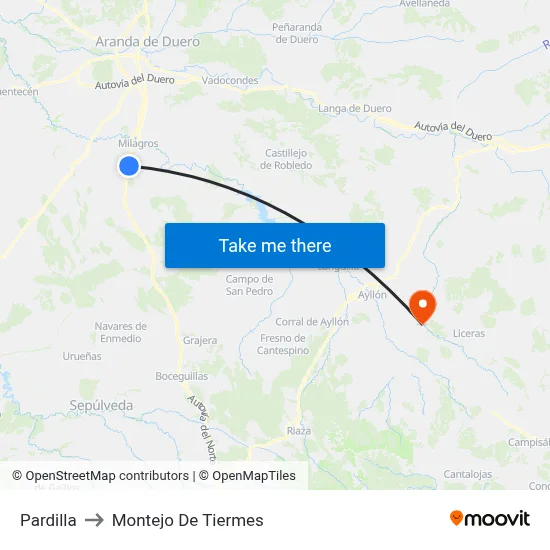 Pardilla to Montejo De Tiermes map