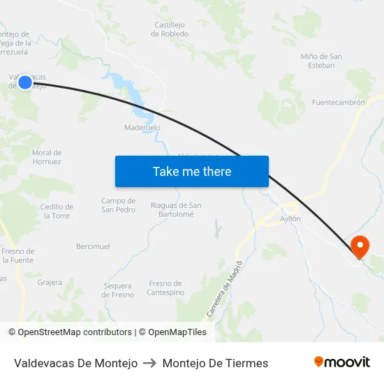 Valdevacas De Montejo to Montejo De Tiermes map