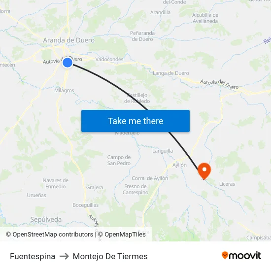 Fuentespina to Montejo De Tiermes map