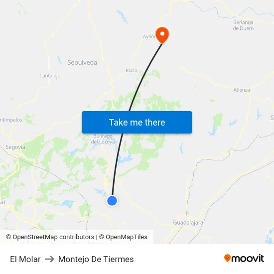 El Molar to Montejo De Tiermes map