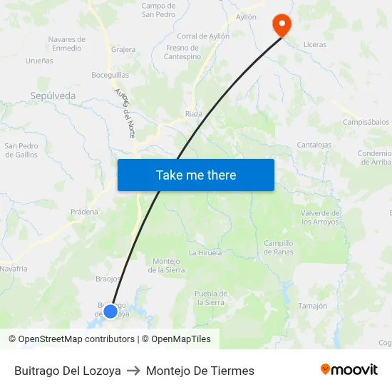 Buitrago Del Lozoya to Montejo De Tiermes map