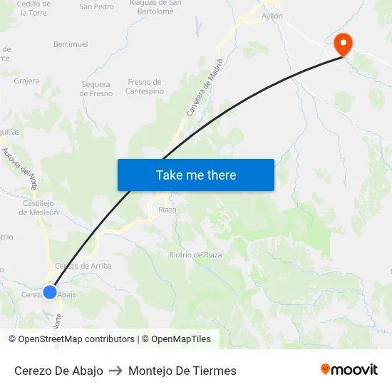 Cerezo De Abajo to Montejo De Tiermes map