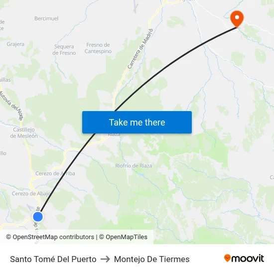 Santo Tomé Del Puerto to Montejo De Tiermes map