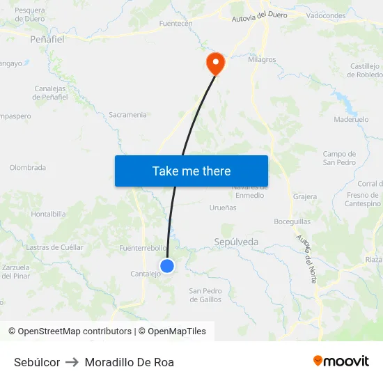 Sebúlcor to Moradillo De Roa map