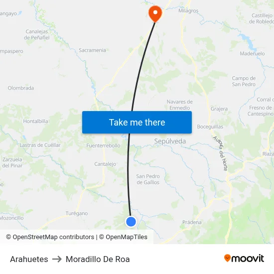 Arahuetes to Moradillo De Roa map