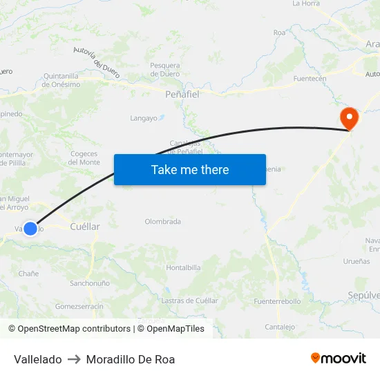 Vallelado to Moradillo De Roa map