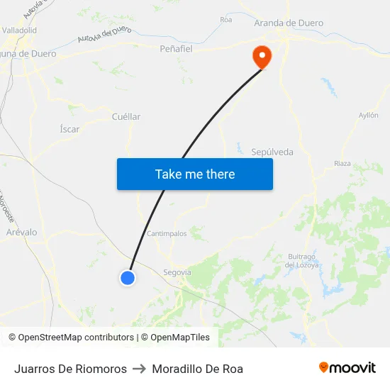 Juarros De Riomoros to Moradillo De Roa map