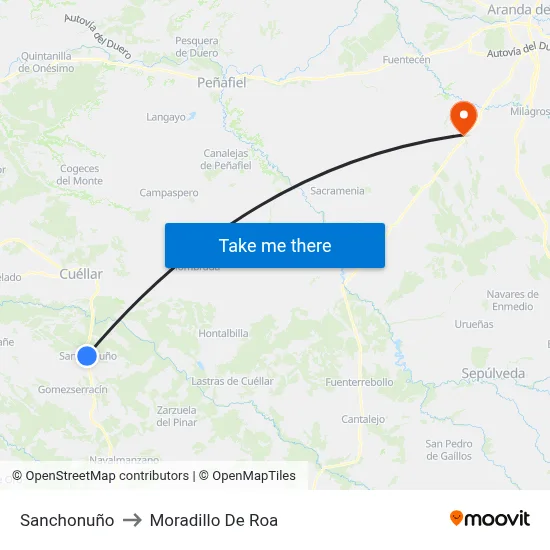 Sanchonuño to Moradillo De Roa map