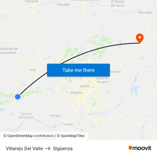 Villarejo Del Valle to Sigüenza map