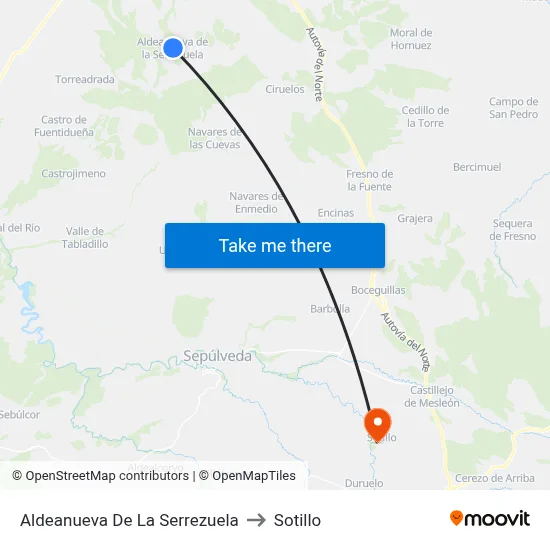 Aldeanueva De La Serrezuela to Sotillo map