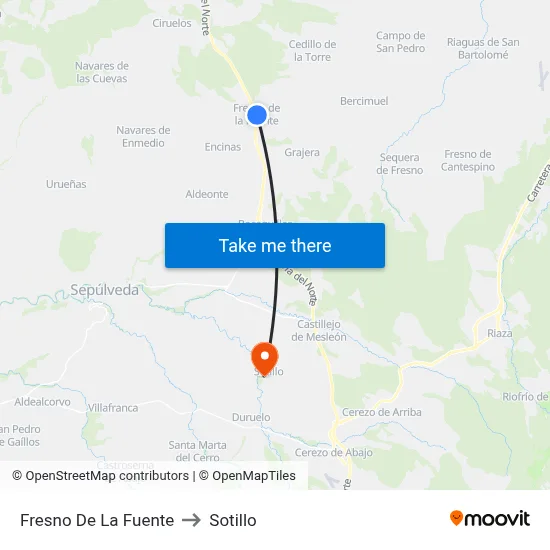 Fresno De La Fuente to Sotillo map