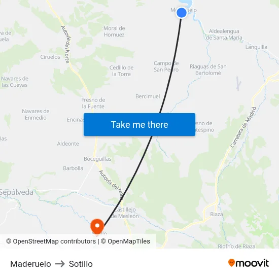 Maderuelo to Sotillo map