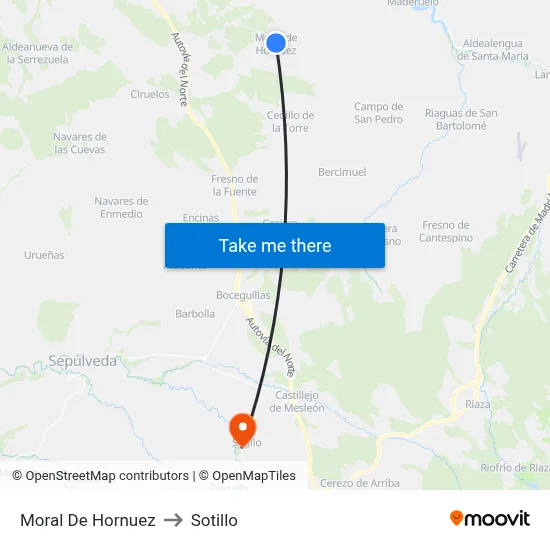 Moral De Hornuez to Sotillo map