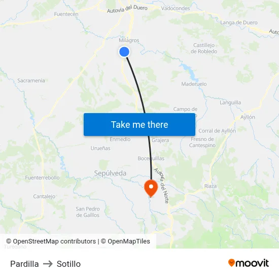 Pardilla to Sotillo map