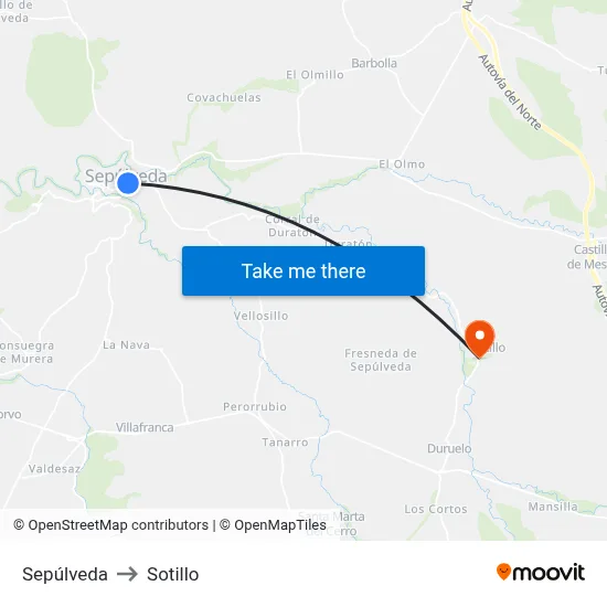 Sepúlveda to Sotillo map