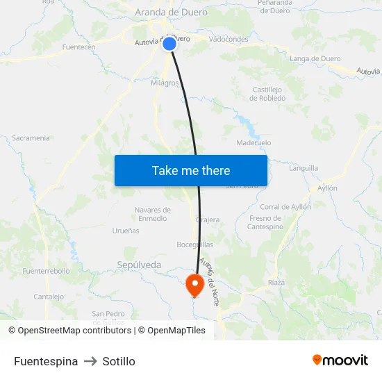 Fuentespina to Sotillo map