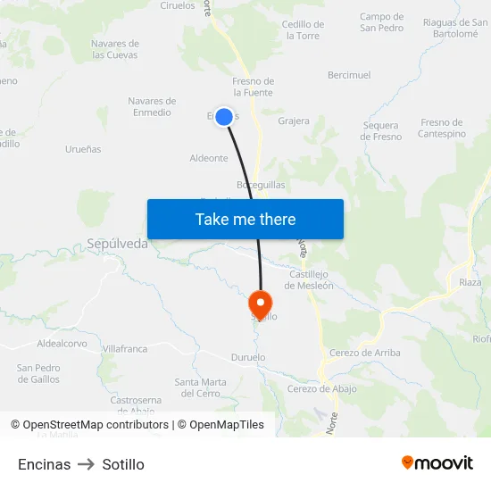 Encinas to Sotillo map