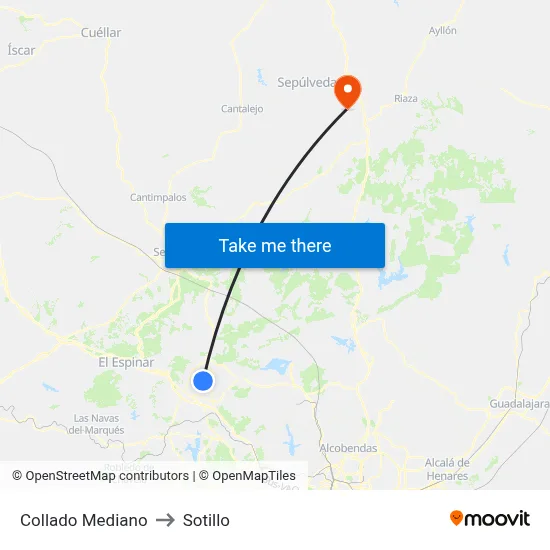 Collado Mediano to Sotillo map