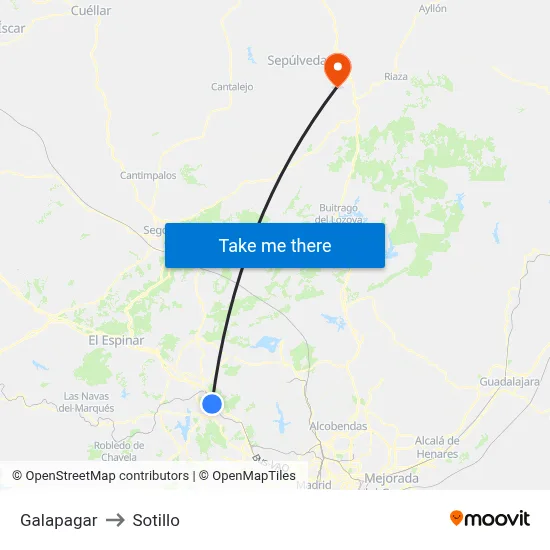 Galapagar to Sotillo map