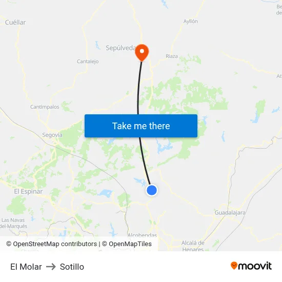 El Molar to Sotillo map